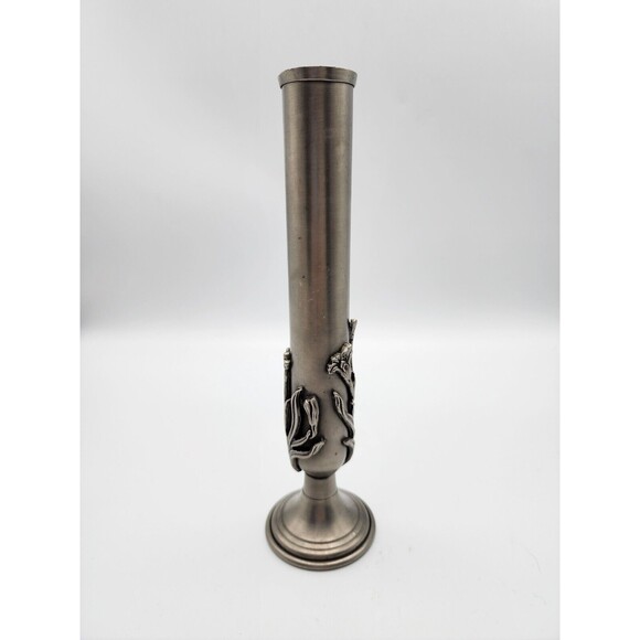 VTG Etain Fait Main Jean Goardere Pewter Bud Vase France Rare Find Lily Flowers - Picture 4 of 12